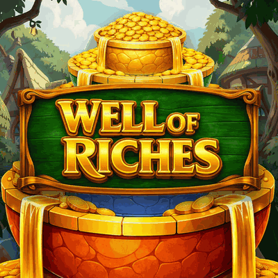 Spelautomaten Well of Riches, gyllene brunn fylld med guldmynt hos Huzzlin Casino