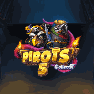Spelautomaten Pirots 5 CollectR, piratpapegojor med svärd hos Huzzlin Casino